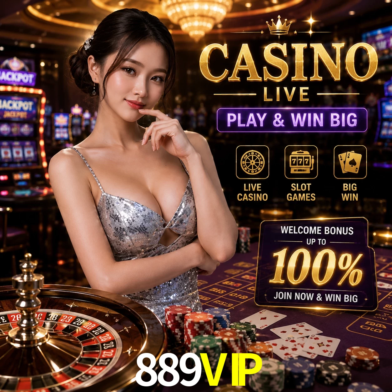 Aplicativo móvel 889VIP para iOS e Android